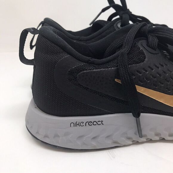 Nike Legend React Womens Size 7 Running Shoes Black Metallic Gold AA1626 004 - Picture 2 of 15